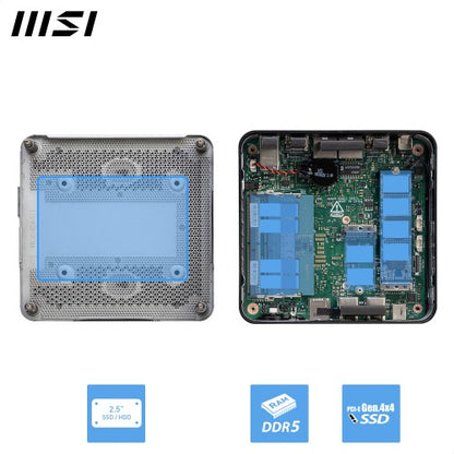 MSI Cubi NUC 1M Intel Core 7 150U (14th Gen) Barebone, NUC, SFF, Mini Computer, HTPC, (NO RAM, NO Storage, NO OS), Intel Graphics/DDR5/Dual ThunderBolt 4/Dual HDMI/Dual LAN/WiFi 6E/BT 5.3/VESA