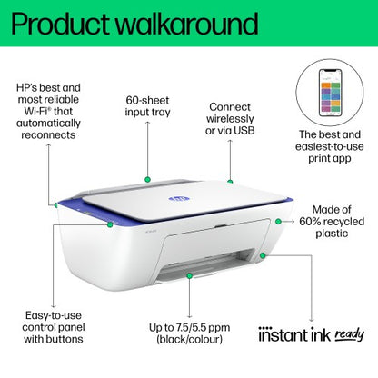 HP DeskJet 2821e Wireless All-in-One Color Printer, Instant Ink; Copier, Scanner