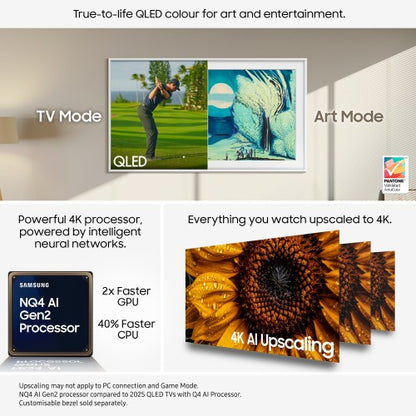 Samsung 2025 55" The Frame Art Mode QLED 4K HDR Smart TV 139.7 cm (55") 4K Ultra HD Wi-Fi Black