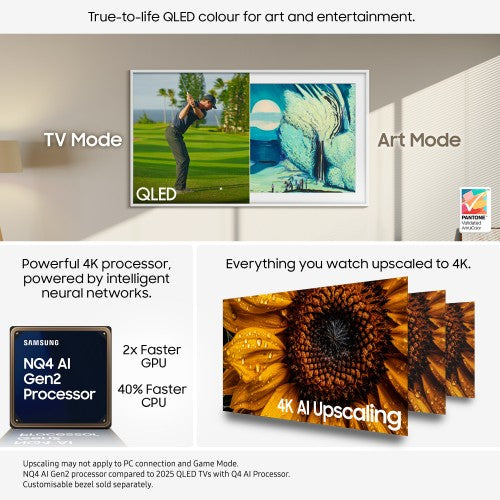 Samsung 2025 55" The Frame Art Mode QLED 4K HDR Smart TV 139.7 cm (55") 4K Ultra HD Wi-Fi Black
