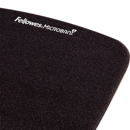 Fellowes Mouse Mat Wrist Support - PlushTouch Mouse Pad with Non Slip Rubber Base & Antibacterial Protection - Ergonomic Mouse Mat for Computer, Laptop, Home Office Use - Black
