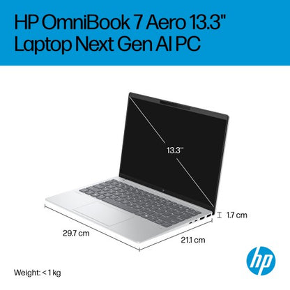 HP OmniBook 7 Aero 13-bg1003na Copilot+ PC AMD Ryzen AI 5 340 Laptop 33.8 cm (13.3") 2K 16 GB LPDDR5x-SDRAM 1 TB SSD Wi-Fi 6 (802.11ax) Windows 11 Home Silver