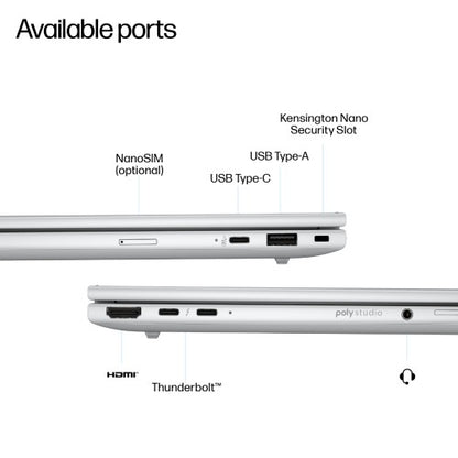 HP EliteBook 8 G1i Next Gen AI Wolf Pro Security Edition Copilot+ PC Intel Core Ultra 7 268V Laptop 35.6 cm (14") Touchscreen WUXGA 32 GB LPDDR5x-SDRAM 1 TB SSD Wi-Fi 7 (802.11be) Windows 11 Pro Silver