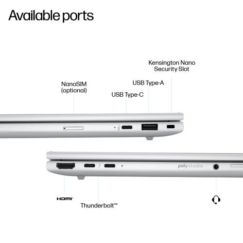 HP EliteBook 8 G1a Next Gen AI Wolf Pro Security Edition Copilot+ PC AMD Ryzen AI 7 350 Laptop 33.8 cm (13.3") WUXGA 32 GB LPDDR5x-SDRAM 512 GB SSD Wi-Fi 7 (802.11be) Windows 11 Pro Silver