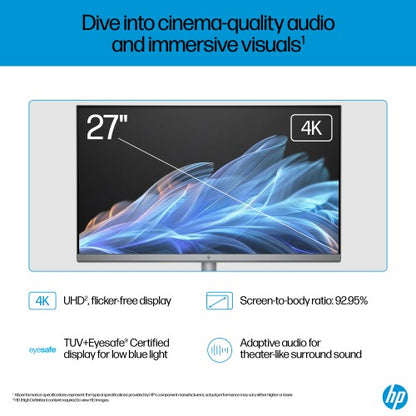 HP OmniStudio X 27-cs0001na Intel Core Ultra 7 155H 68.6 cm (27") 3840 x 2160 pixels All-in-One PC 16 GB DDR5-SDRAM 1 TB SSD Windows 11 Home Wi-Fi 7 (802.11be) AI PC Silver