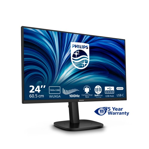 Philips 3000 series 24B2N3200D/00 computer monitor 61.2 cm (24.1") 1920 x 1200 pixels WUXGA LCD Black