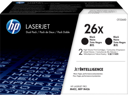HP CF226XD/26X Toner cartridge high-capacity twin pack, 2x9K pages ISO/IEC 19752 Pack=2 for HP LaserJet M 402/e