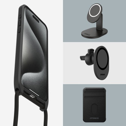 OtterBox React Series Necklace MagSafe for iPhone 15 Pro Max with Strap, Black