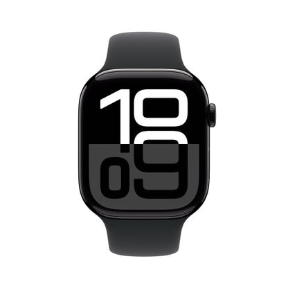 Apple Watch Series 10 GPS + Cellular 46mm Jet Black Aluminium Case with Black Sport Band - S/M