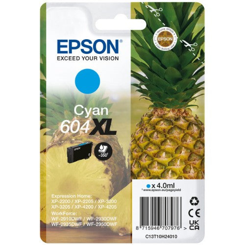 Epson C13T10H24010/604XL Ink cartridge cyan high-capacity, 350 pages 4ml for Epson XP-2200