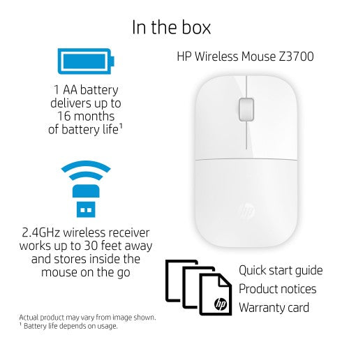 HP Z3700 White Wireless Mouse
