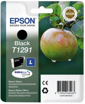 Epson C13T12914010/T1291 Ink cartridge black, 380 pages ISO/IEC 24711 11.2ml for Epson Stylus BX 320/SX 235 W/SX 420/SX 525/WF 3500