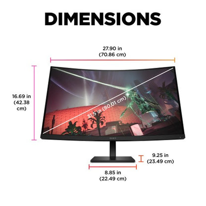 OMEN by HP 31.5 inch QHD 165Hz Curved Gaming Monitor - OMEN 32c
