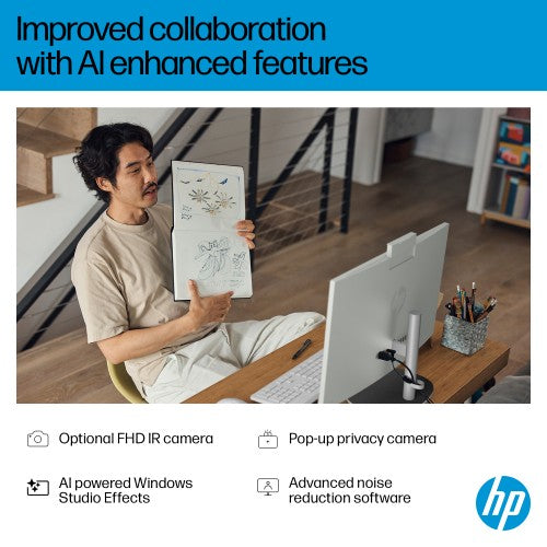 HP Next Gen AI 24-ct2001na Copilot+ PC AMD Ryzen AI 5 340 60.5 cm (23.8") 1920 x 1080 pixels All-in-One PC 16 GB DDR5-SDRAM 1 TB SSD Windows 11 Home Wi-Fi 6 (802.11ax) White