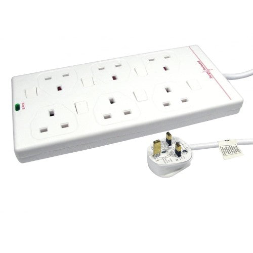 Cables Direct RB-10-6GANGSWD surge protector White 6 AC outlet(s) 10 m