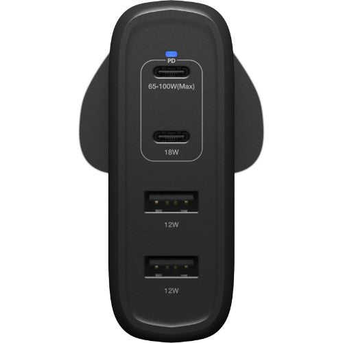 OtterBox Standard UK Wall Charger 100W - 2X USB-C + 2X USB-A USB-PD