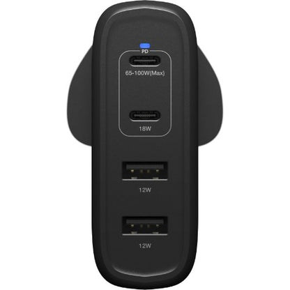 OtterBox Standard UK Wall Charger 100W - 2X USB-C + 2X USB-A USB-PD