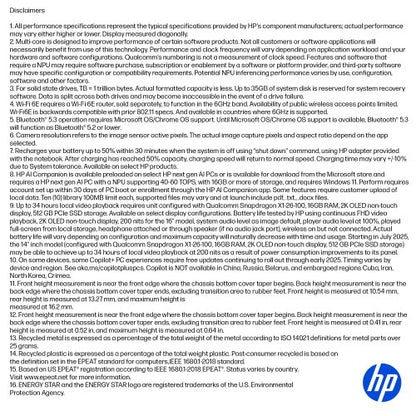 HP OmniBook 5 NGAI OmniBook 5 Next Gen AI 16-bf0000na Copilot+ PC Qualcomm Snapdragon X1-26-100 Laptop 40.6 cm (16") 2K 16 GB LPDDR5x-SDRAM 512 GB SSD Wi-Fi 6E (802.11ax) Windows 11 Home Silver