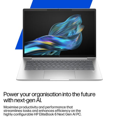 HP EliteBook 6 G1q Next Gen AI PC Wolf Pro Security Edition Copilot+ PC Qualcomm Snapdragon X1-26-100 Laptop 35.6 cm (14") WUXGA 16 GB LPDDR5x-SDRAM 512 GB SSD Wi-Fi 7 (802.11be) Windows 11 Pro Silver