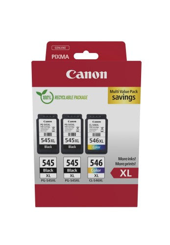 Canon 8286B013/PG-545XL+CL-546XL Printhead cartridge multi pack 2x black +1x color high-capacity 2x15ml + 1x13ml Pack=3 for Canon Pixma MG 2450