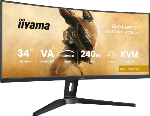 iiyama G-MASTER GCB3486WQSCP-B1 computer monitor 86.4 cm (34") 3440 x 1440 pixels UltraWide Quad HD Black