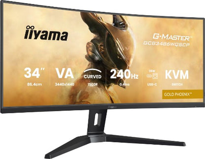 iiyama G-MASTER GCB3486WQSCP-B1 computer monitor 86.4 cm (34") 3440 x 1440 pixels UltraWide Quad HD Black