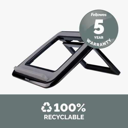 Fellowes Laptop Stand for Desk - I-Spire Quick Lift Adjustable Laptop Stand for the Home and Office - Portable Laptop Stand with 7 Height Adjustments - Max Monitor Size 17", Max Weight 4KG - Black