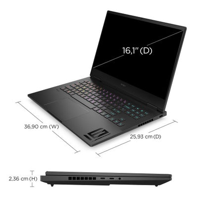 HP OMEN 16-wf1001na Intel® Core™ i7 i7-14700HX Laptop 40.9 cm (16.1") Full HD 16 GB DDR5-SDRAM 1 TB SSD NVIDIA GeForce RTX 4070 Wi-Fi 6E (802.11ax) Windows 11 Home Black