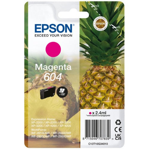 Epson C13T10G34020/604 Ink cartridge magenta Blister, 130 pages 2,4ml for Epson XP-2200
