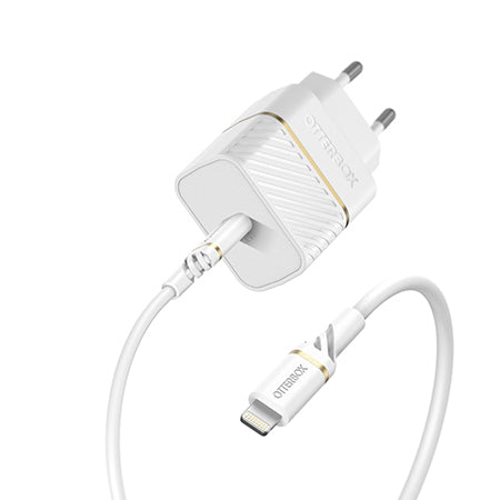 OtterBox EU Wall Charger 20W - 1X USB-C 20W USB-PD + USB C-Lightning Cable 1m, Cloud Dust White