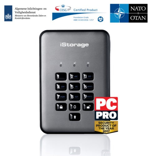 iStorage diskAshur PRO² HDD 1TB | Secure Portable Hard Drive |FIPS 140-2 Level 2, NCSC CPA, NLNCSA BSPA & NATO Restricted | AES-XTS 256-bit Hardware Encryption | PIN protected | OS & Platform Independent |GDPR, TAA Compliant|Brute force hack defence | Dus