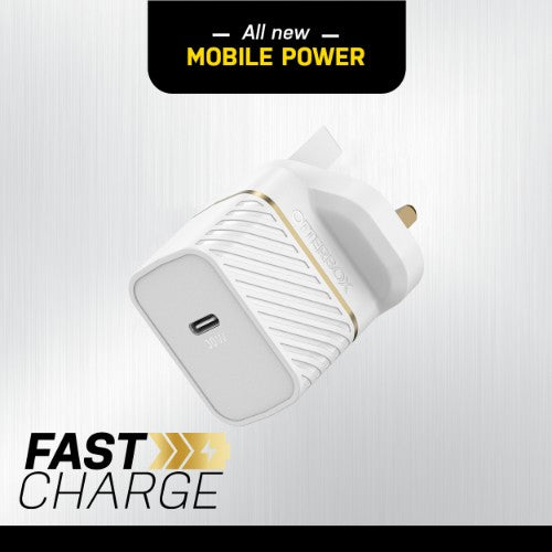 OtterBox UK Wall Charger 30W GaN - 1X USB-C 30W USB-PD, Cloud Dust White