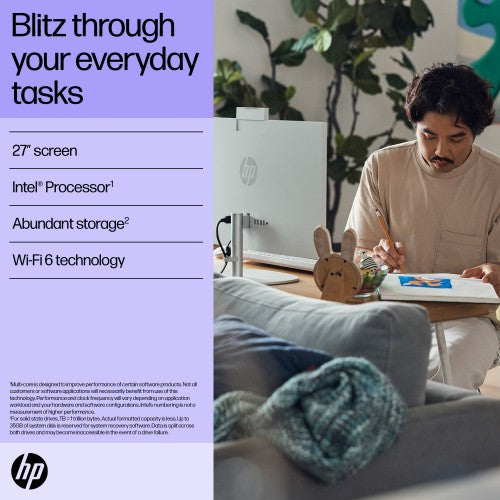 HP All-in-One 27-cr0049na Intel® Core™ i5 i5-1335U 68.6 cm (27") 1920 x 1080 pixels All-in-One PC 16 GB DDR4-SDRAM 1 TB SSD Windows 11 Home Wi-Fi 6 (802.11ax) White