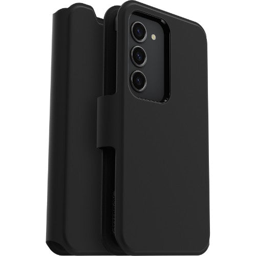 OtterBox Strada Via Case for Galaxy S23, Shockproof, Drop Proof, Slim, Soft Touch Protective Folio Case with Card Holder, 2x Tested to Military Standard, Black