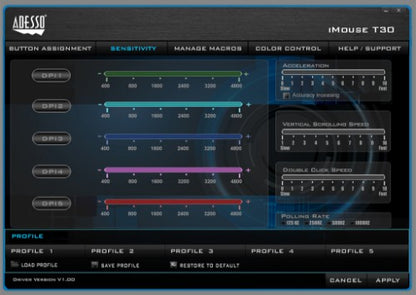 Adesso iMouse T30 - Wireless Programmable Ergonomic Trackball Mouse