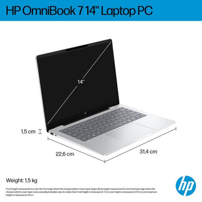 HP OmniBook 7 14-fs0000na Intel Core 5 Laptop 35.6 cm (14") 2K 24 GB LPDDR5-SDRAM 1 TB SSD Wi-Fi 6E (802.11ax) Windows 11 Home Silver