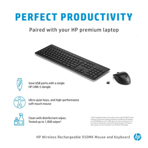 HP Wireless Rechargeable 950MK Mouse and Keyboard