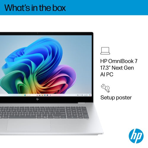 HP OmniBook 7 17-dc0003na Copilot+ PC Intel Core Ultra 7 256V Laptop 43.9 cm (17.3") Touchscreen Full HD 16 GB LPDDR5x-SDRAM 1 TB SSD Wi-Fi 7 (802.11be) Windows 11 Home Silver