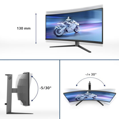 Philips Evnia 34M2C6500/00 computer monitor 86.4 cm (34") 3440 x 1440 pixels Wide Quad HD QD-OLED Grey