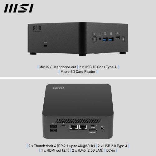 MSI Cubi NUC AI+ 2MG Intel Core Ultra 9 288V, Desktop PC, NUC, SFF, Mini Computer, HTPC, (32GB RAM, 1TB Storage, Windows 11 PRO NextGen Premium), Intel Arc Graphics/Embedded DDR5/Dual ThunderBolt 4/HDMI/Dual LAN/WiFi 6E/BT 5.3/VESA