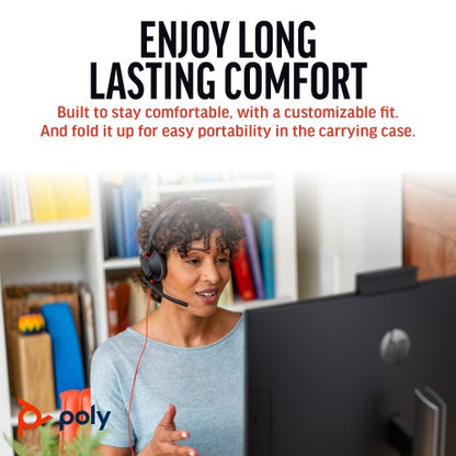 HP Poly Blackwire 5210 Monaural USB-C Headset +3.5mm Plug +USB-C/A Adapter