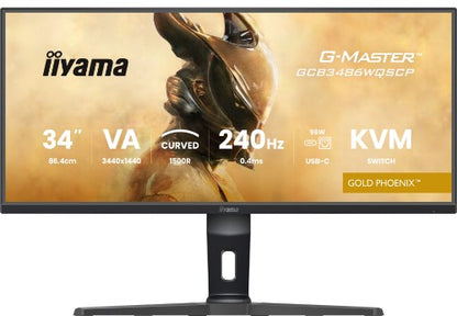 iiyama G-MASTER GCB3486WQSCP-B1 computer monitor 86.4 cm (34") 3440 x 1440 pixels UltraWide Quad HD Black