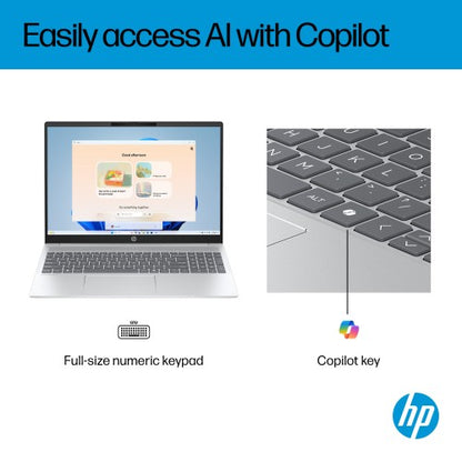 HP OmniBook 5 16-ba1005na Intel® Core™ i3 i3-1315U Laptop 40.6 cm (16") 2K 8 GB LPDDR5-SDRAM 512 GB SSD Wi-Fi 6 (802.11ax) Windows 11 Home Silver