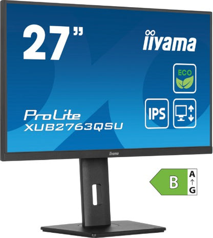 iiyama ProLite XUB2763QSU-B1 computer monitor 68.6 cm (27") 2560 x 1440 pixels Quad HD LED Black