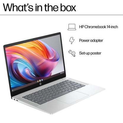 HP Chromebook 14a-nf0000sa Intel® Core™ i3 i3-N305 35.6 cm (14") Full HD 8 GB LPDDR5-SDRAM 256 GB Flash Wi-Fi 6E (802.11ax) ChromeOS Silver