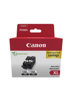 Canon 6431B010/PGI-550PGBKXL Ink cartridge black high-capacity pigmented twin pack Blister, 2x500 pages ISO/IEC 24711 5615 Photos 22ml Pack=2 for Canon Pixma IP 8700/IX 6850/MG 5450/MG 6350/MX 725
