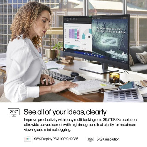 HP Series 7 Pro 39.7 inch 5K2K Conferencing Monitor - 740pm PVC Free