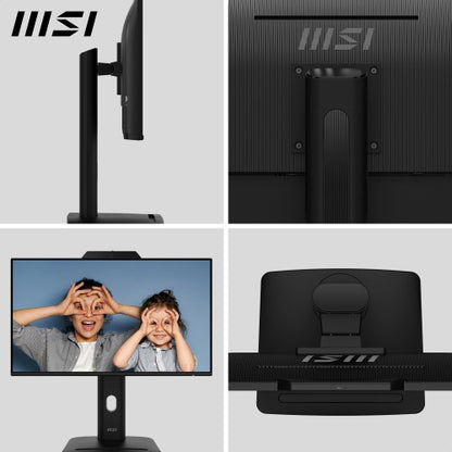 MSI Pro MP242PMG 23.8 Inch Monitor, FHD (1920 x 1080), 120Hz, IPS, 1ms, 1x HDMI 1.4b, 1x DP 1.2a, 1x D-Sub(VGA), 2xUSB 5Gbps Type-A, 1x USB 5Gbps Type-B, Built-in Speakers, Webcam, Anti-Glare, Anti-Flicker, Less Blue light, TÜV Certified, VESA, Kensington