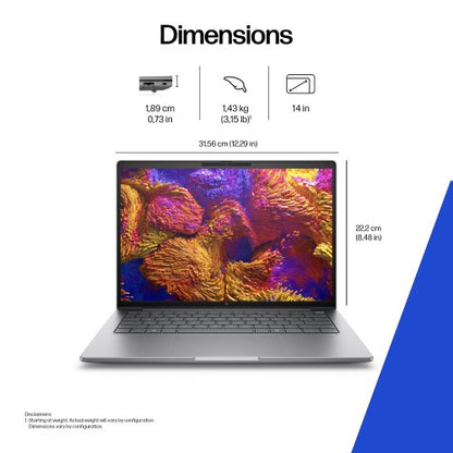 HP ZBook 8 G1ak Wolf Pro Security Edition Copilot+ PC AMD Ryzen AI 7 PRO 350 Mobile workstation 35.6 cm (14") WQXGA 64 GB DDR5-SDRAM 1 TB SSD Wi-Fi 7 (802.11be) Windows 11 Pro AI Workstation, AI PC Silver