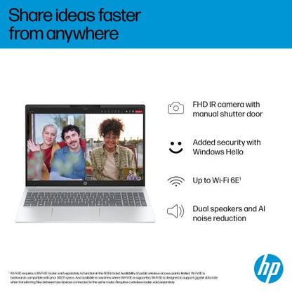 HP OmniBook 5 AI 16-af1000na Intel Core Ultra 7 255U Laptop 40.6 cm (16") 2K 16 GB LPDDR5x-SDRAM 1 TB SSD Wi-Fi 6 (802.11ax) Windows 11 Home AI PC Silver